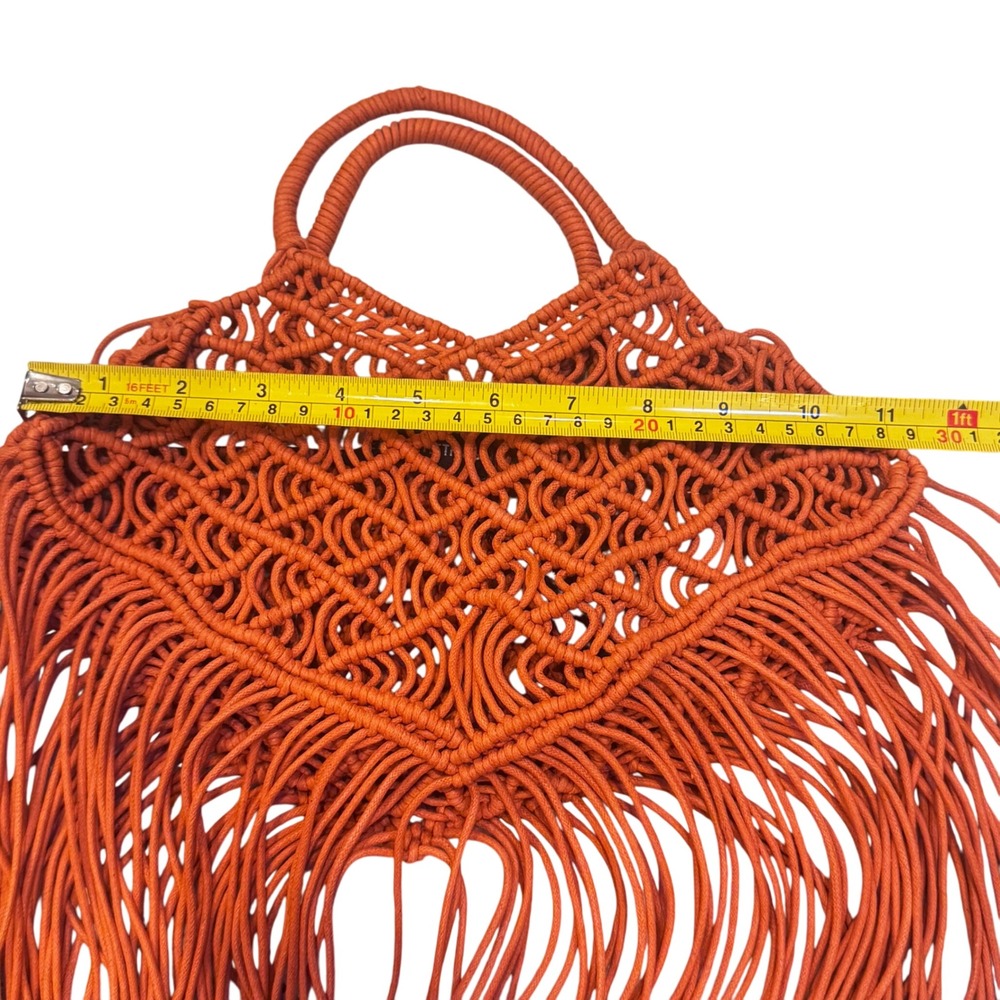 PrettyLittleThing Orange Macrame Fringe‎ Tote Bag NWT - Picture 3 of 8